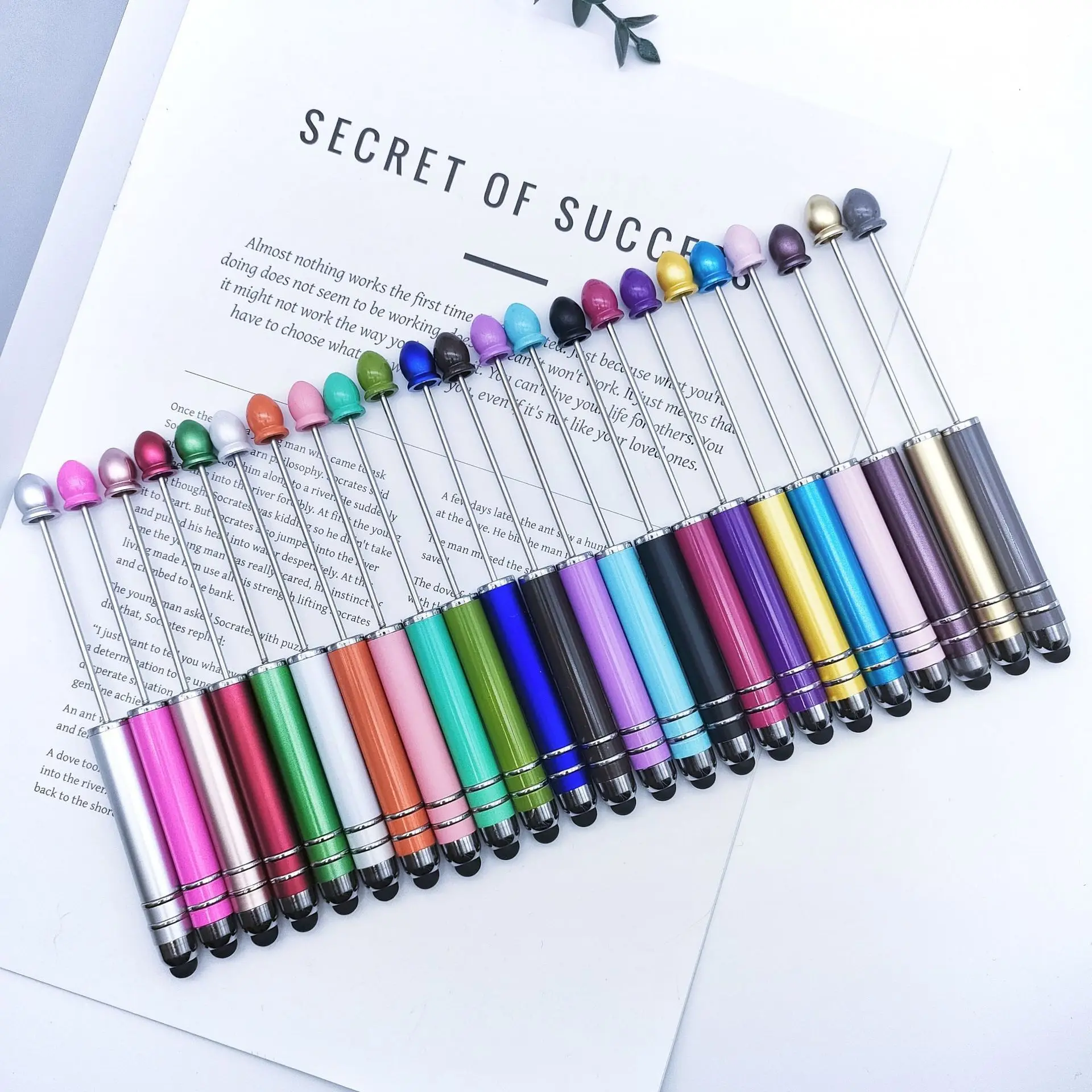 30pcs Creative Multi-color Beaded Pen Cute DIY Touch Screen Touch Pen Printable Logo Gradient Business Gift Advertising Pen