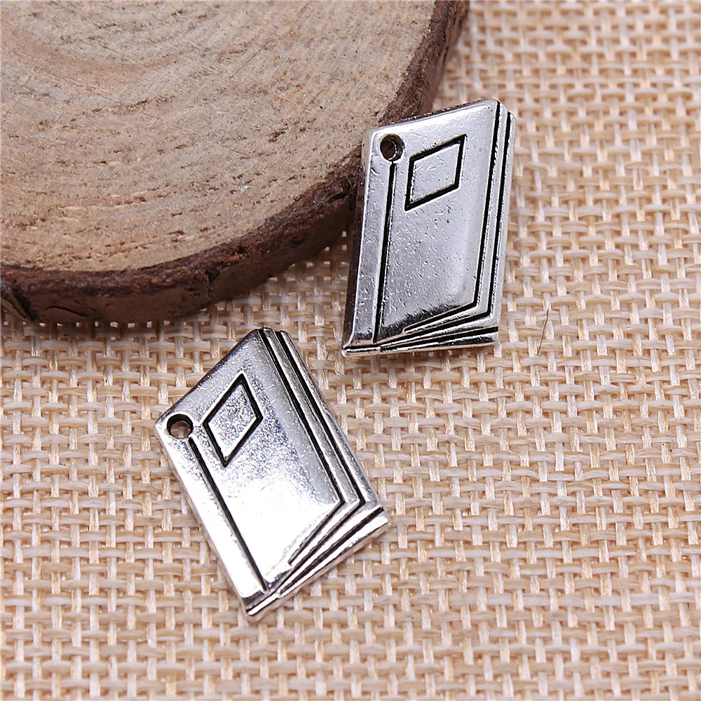 WYSIWYG 10pcs 19x23mm Textbook Pendant Charms Antique Silver Color For Jewelry Making Zinc Alloy Jewelry Findings