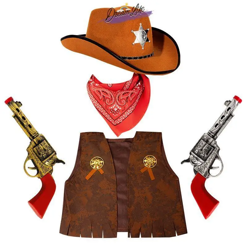 

loween Western Cowboy Cosplay Costume Set Adult Children Performance Par Dr up Outfit Xingkaqiu F74567 2024 Autumn