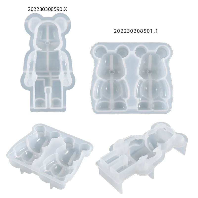 1 Piece DIY Crystal Epoxy Resin Mold Cute Violent Bear Half Stereo Silicone Mould Crafts Casting Molds Home Decoration Tool