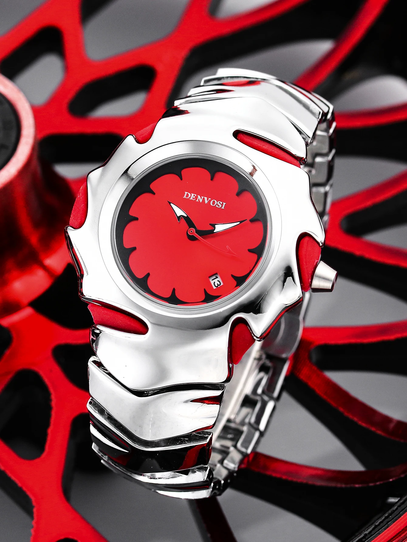 DENVOSI Millennium y2k Blade shaped Watch, Men's Liquid Metal