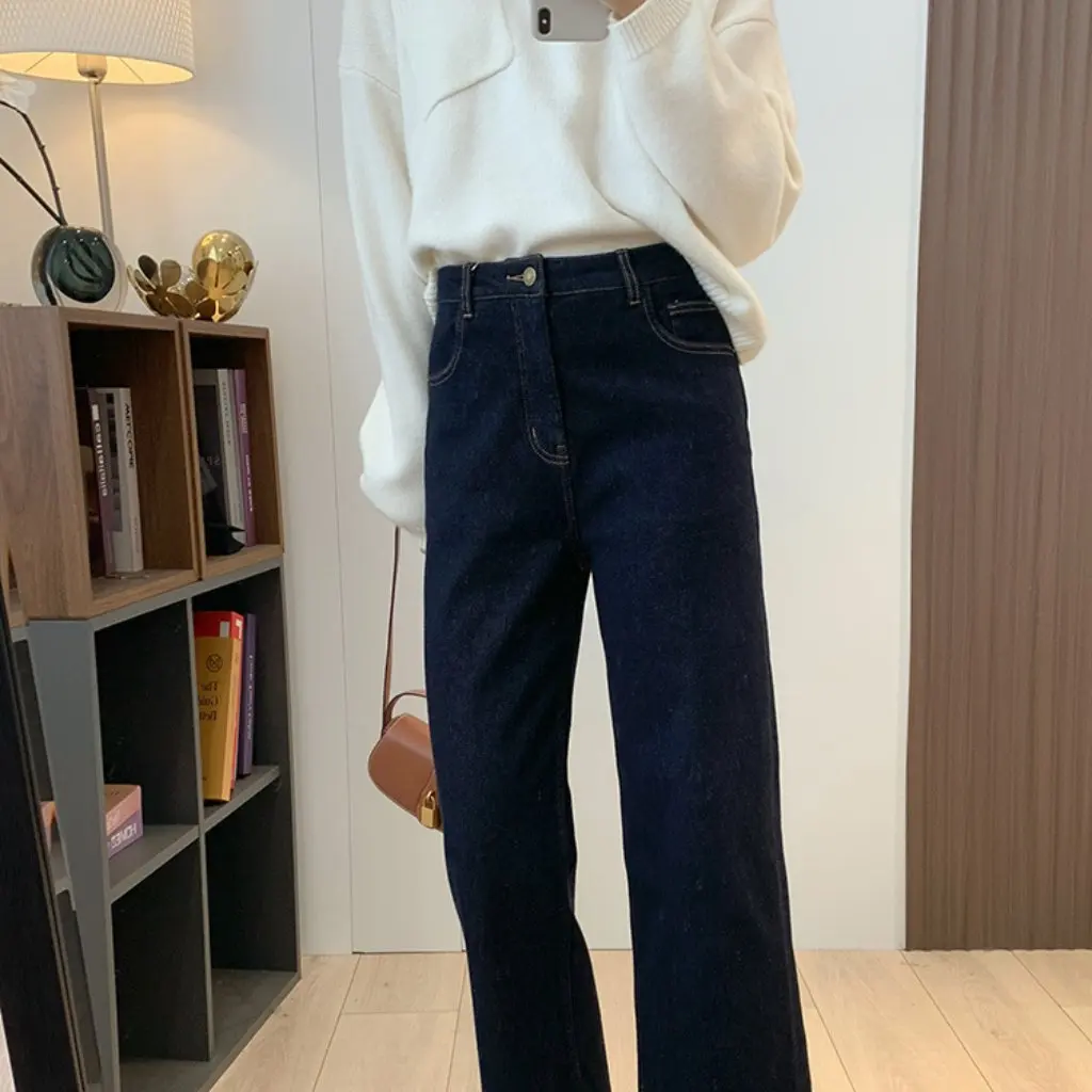 

Eco-Friendly Velvet High-Waisted Jeans Fleece-Lined Knitted One-Piece Comfortable Warm Thin F112323