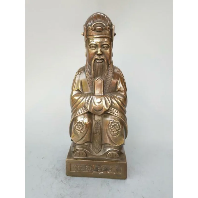 Statua cinese del Buddha del dio della cucina in ottone puro