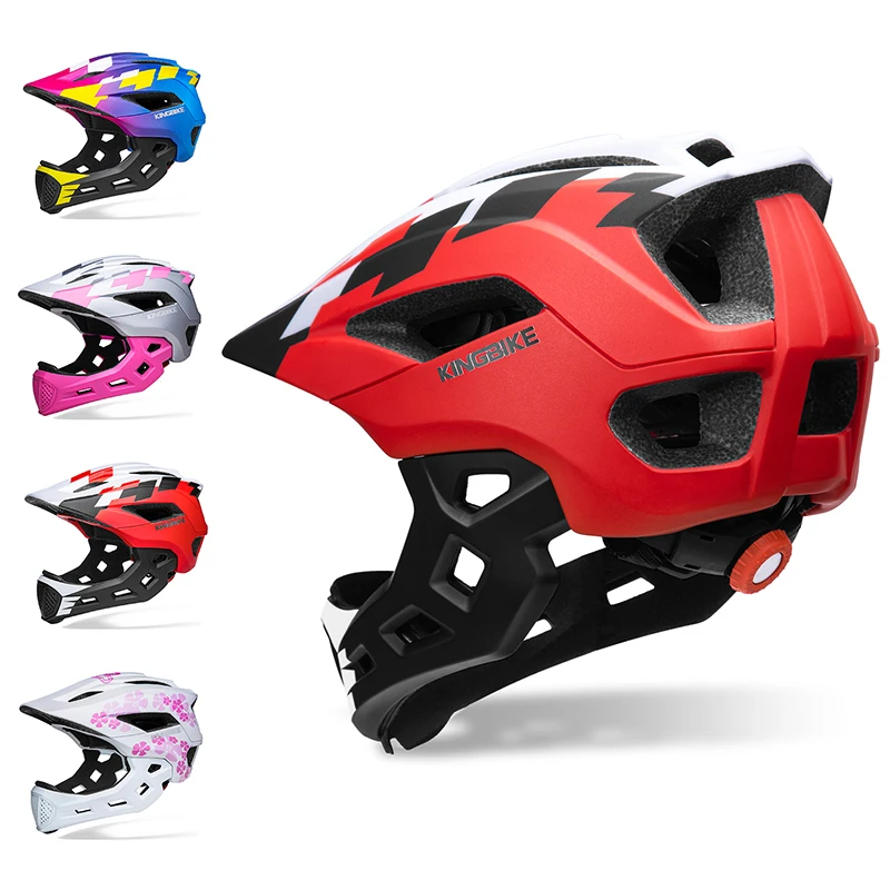 

KINGBIKE детский съемный защитный шлем для подбородка, полная защита лица, MTB велосипедный скутер, молодежные детские велосипедные шлемы