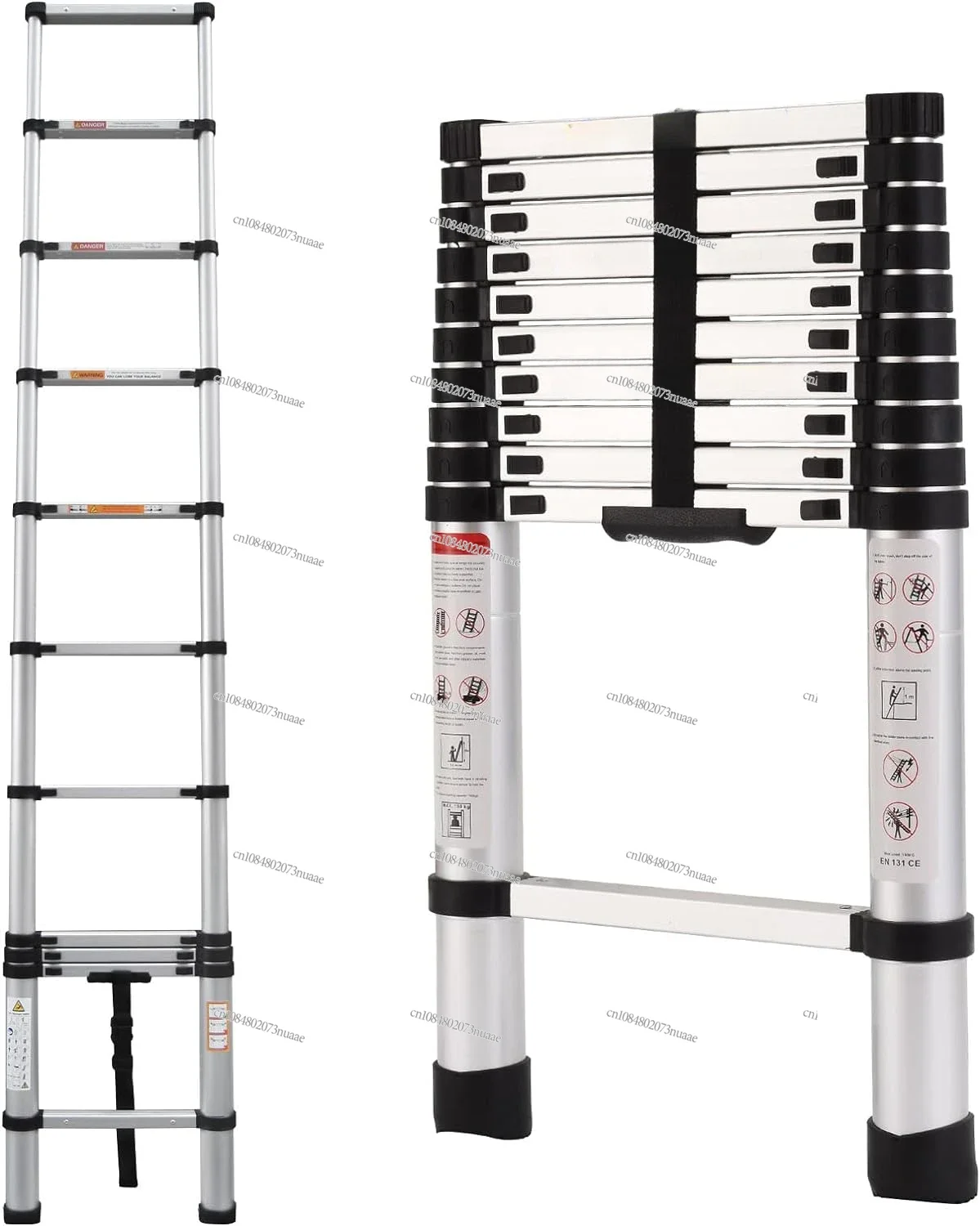 

Aluminum Telescoping Ladder, Upgrade Your Ladder Collection with Our Portable, Adjustable Height, Space Saving!, 10.5ft