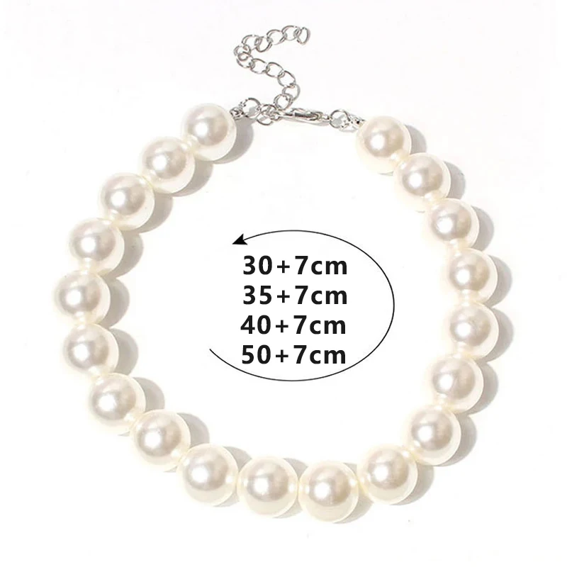 Fashion Pet Faux Pearls Necklace Jewelry Adjustable Extension Chain Design Puppy Collar Accessories for Smal Girl Dogs Cats