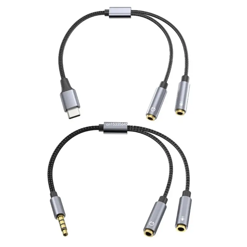 Headsets Mic Splitter Adapters 3.5mm/USB C Extension Cable for Gamings Laptops Dropship