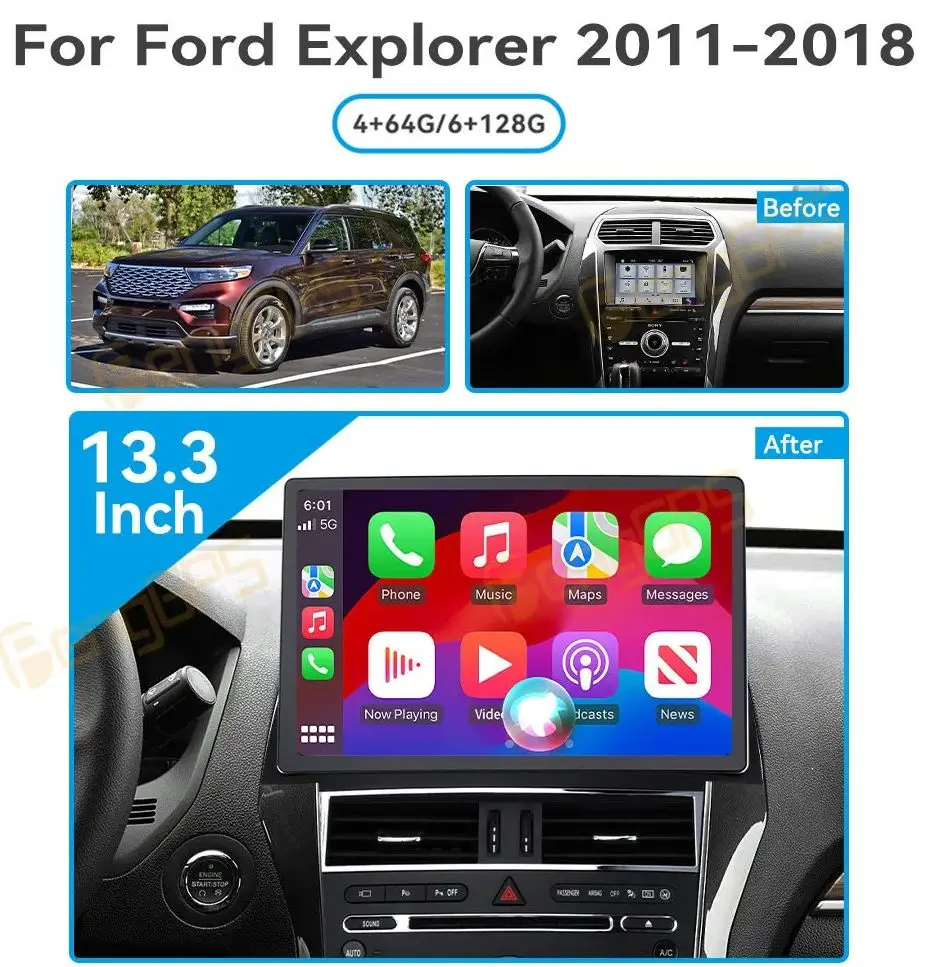 

Android 13 13.3 Inch Car Radio For Ford Explorer 2011-2018 DVD Video Multimedia Stereo Player GPS Navigation Carplay Head Unit