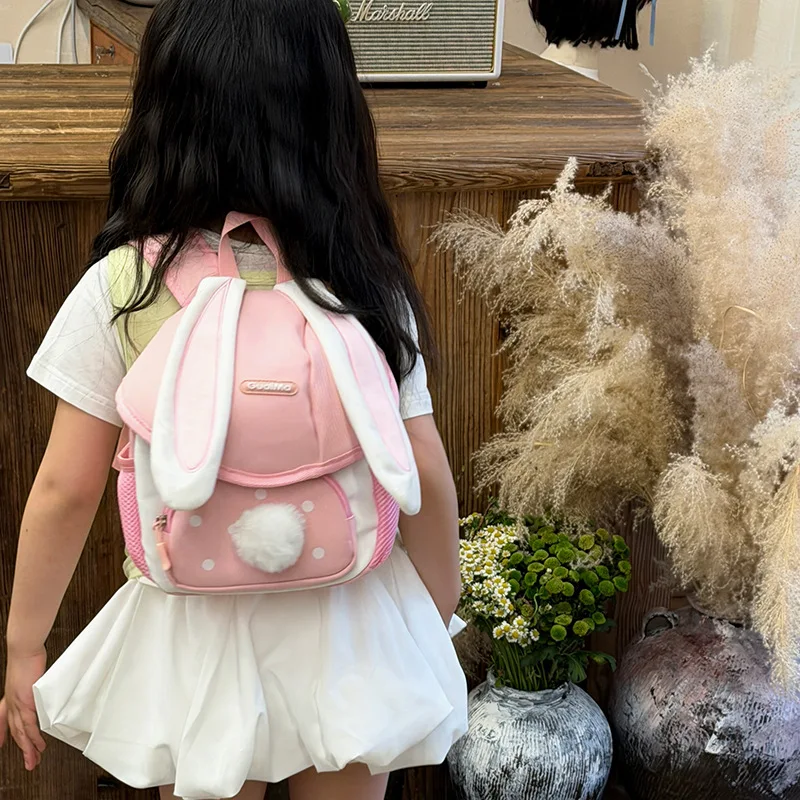 New Children Boys/Girls Backpack Cute Rabbit-ear Large-capacity School Bag Cartoon Small Car Children's Backpack