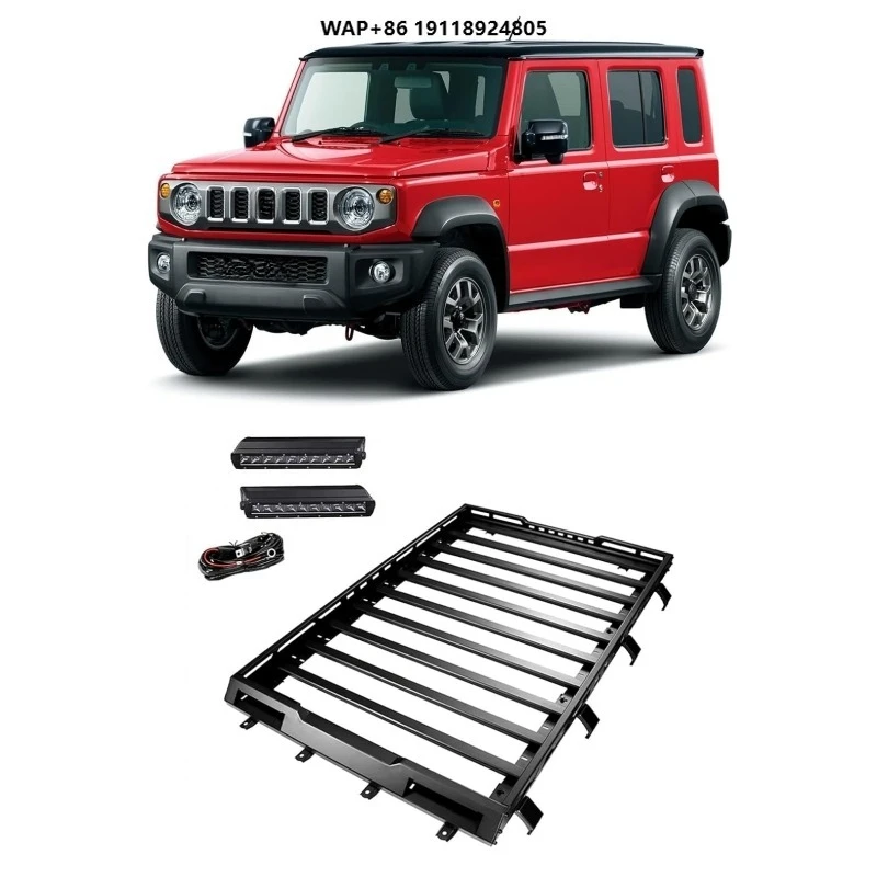 

India Jimny Car Exterior Accessories Aluminum with LED Light Kit Cargo Roof Rack for New Jimny 2023 2024 5 Door
