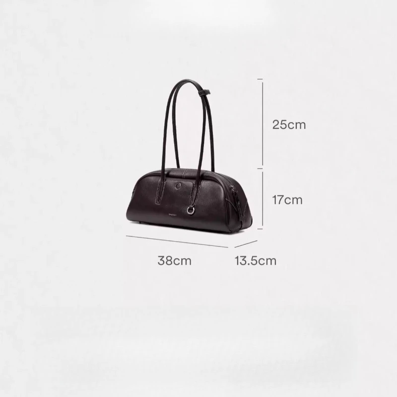 Genuine Leather Bowling Clutch Bags Brand Classic Hobos Phone Purse Underarm Shoulder Commute Pouch Korean Style Tote Handbags