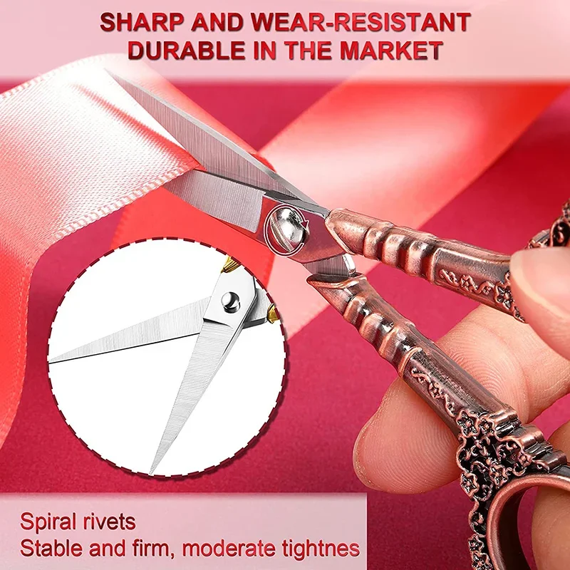 1PC Vintage Sewing Scissors Stainless Steel Tailor Scissors Sharp Sewing Shears Retro Embroidery Scissors for DIY Craft Sewing