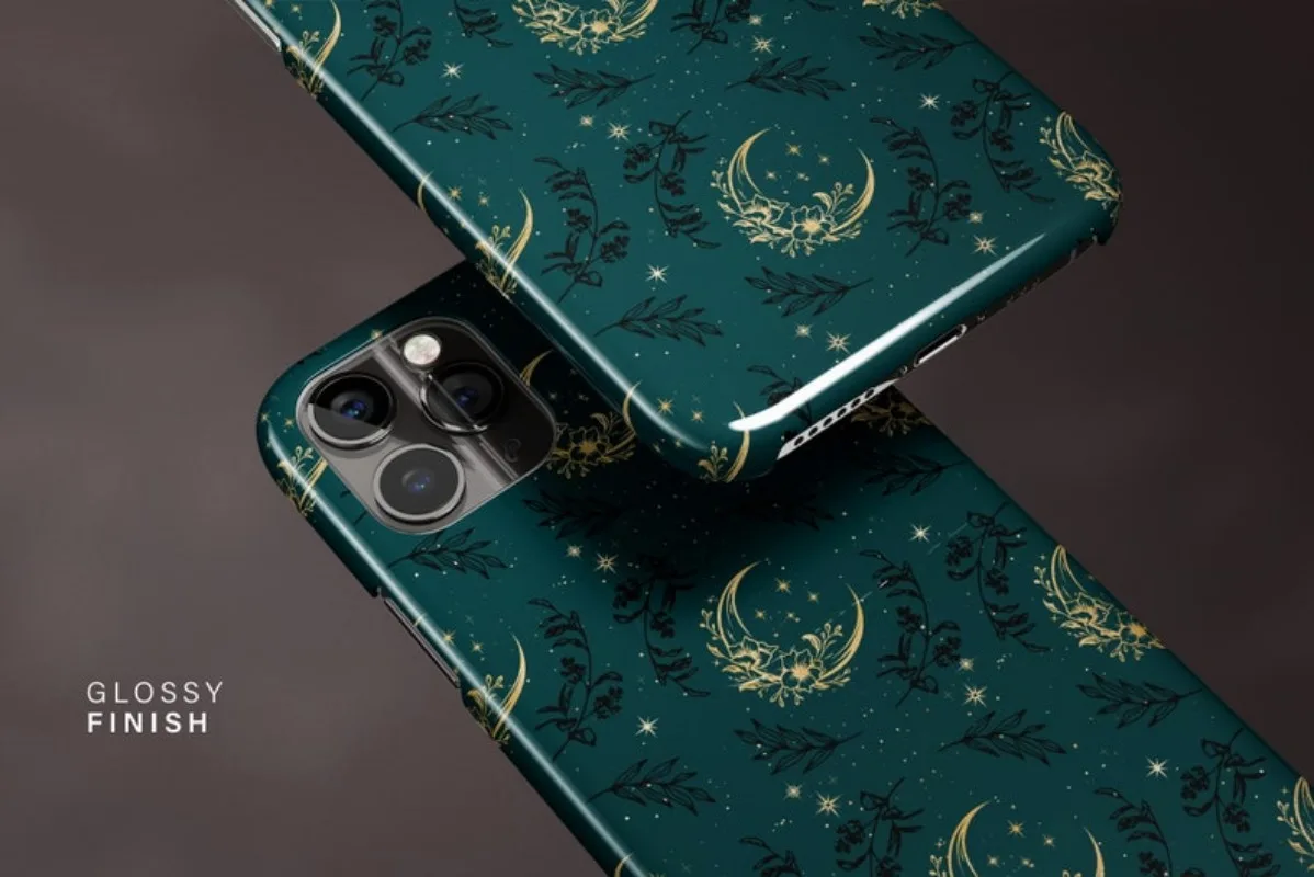 Moon Floral Botanical Phone Case For IPHONE 16 15PRO MAX 14 13 12 11 Acrylic TPU Two in one magnetic Phone Cases