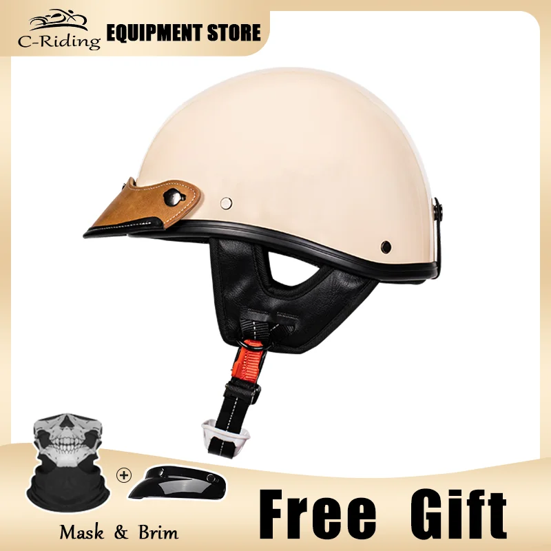 

New Arrival Japanese Korea Style Vintage Half Face Motorcycle Helmet Men and Women Scooter Retro Helmet Motorbike Moto Casco