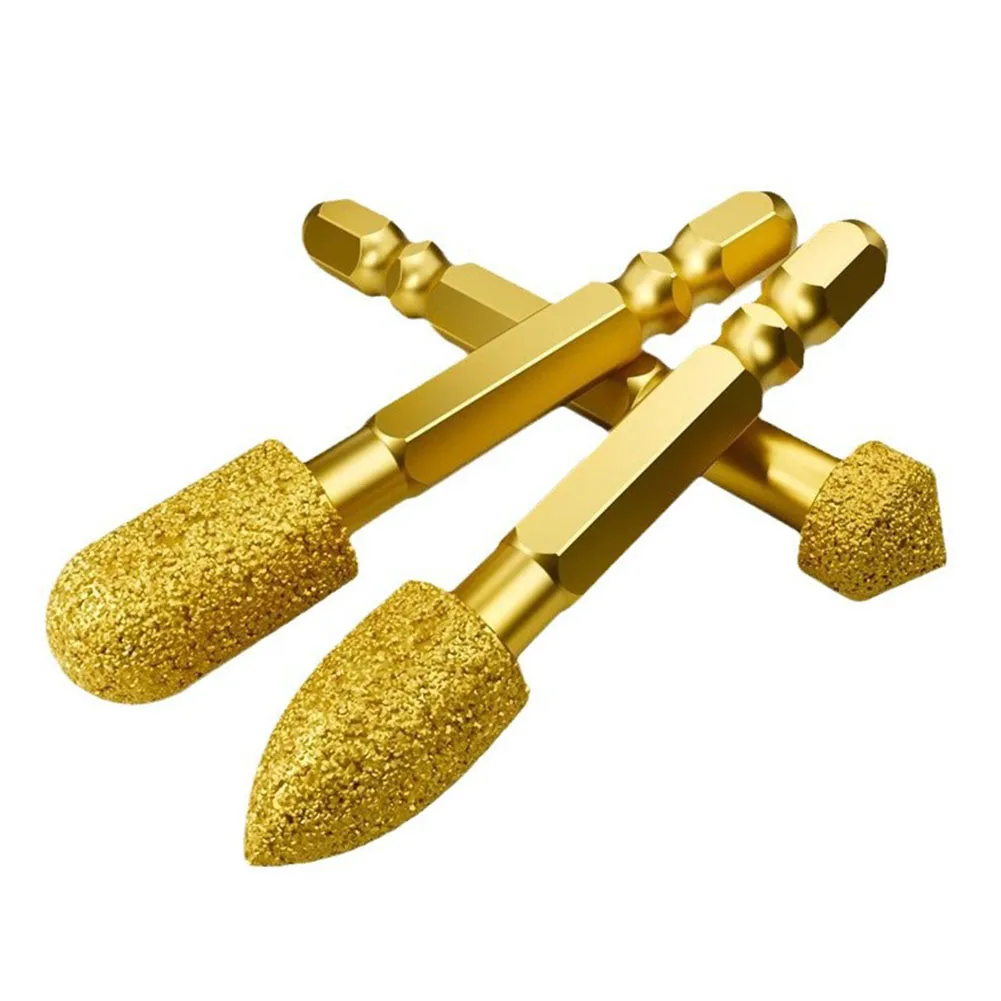 Set of 5 Grinding Head Drill Bits with Emery Coating and Hex Shank for Rust Removal and Detailed Jade Carving Applications