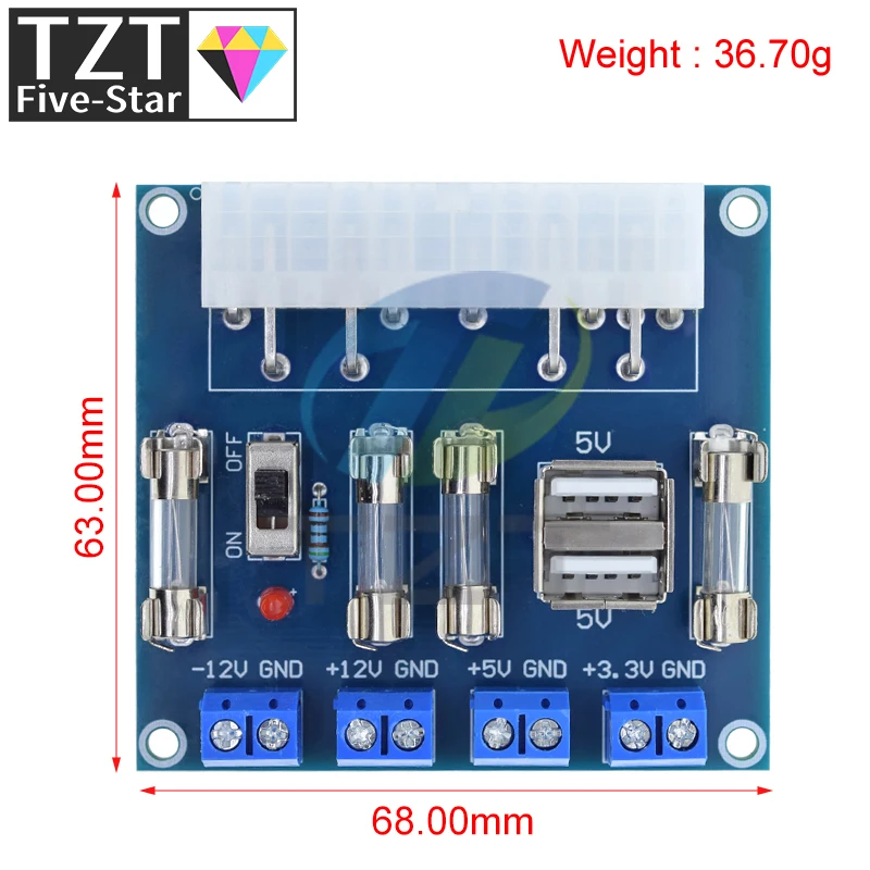 HU-M28W Desktop PC Power ATX Transfer Board Power Adapter Supply Test Module Power Supply Circuit Outlet Module