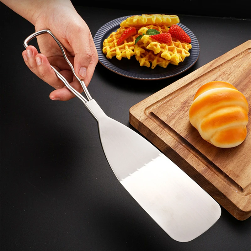 Square Headed Shovel Stainless Steel Steak Cooking Spatula with Anti-scalding Handle Pizza Turner for Pancake Beef BBQ Utensils