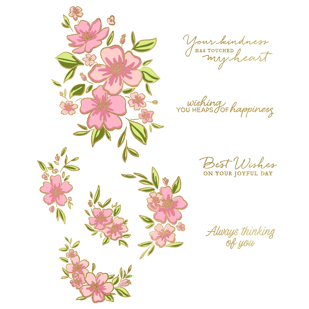 MangoCraft Flowers Wishes Cutting Dies Clear Stamp Stencils And Hot Foil Template DIY Scrapbooking Metal Dies Stamps For Cards