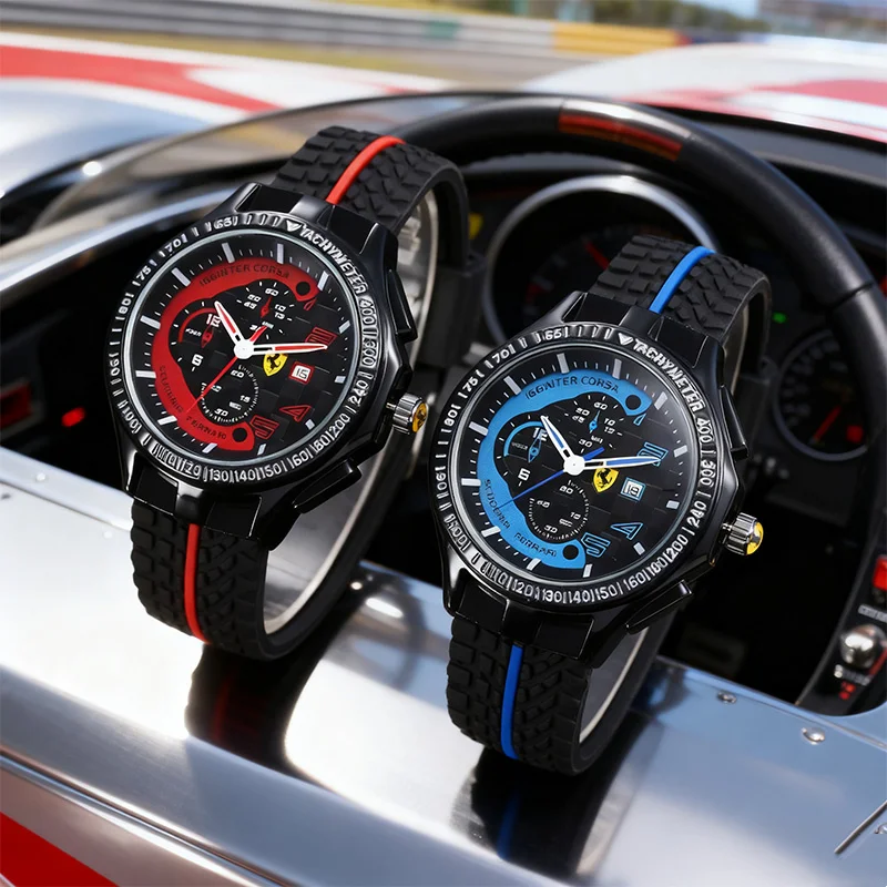 لفيراري 458 488 599 612 FF F12 المألوف والعصرية الطلب الكبير سيليكون الرياضة ساعة كوارتز رجالية اكسسوارات الديكور