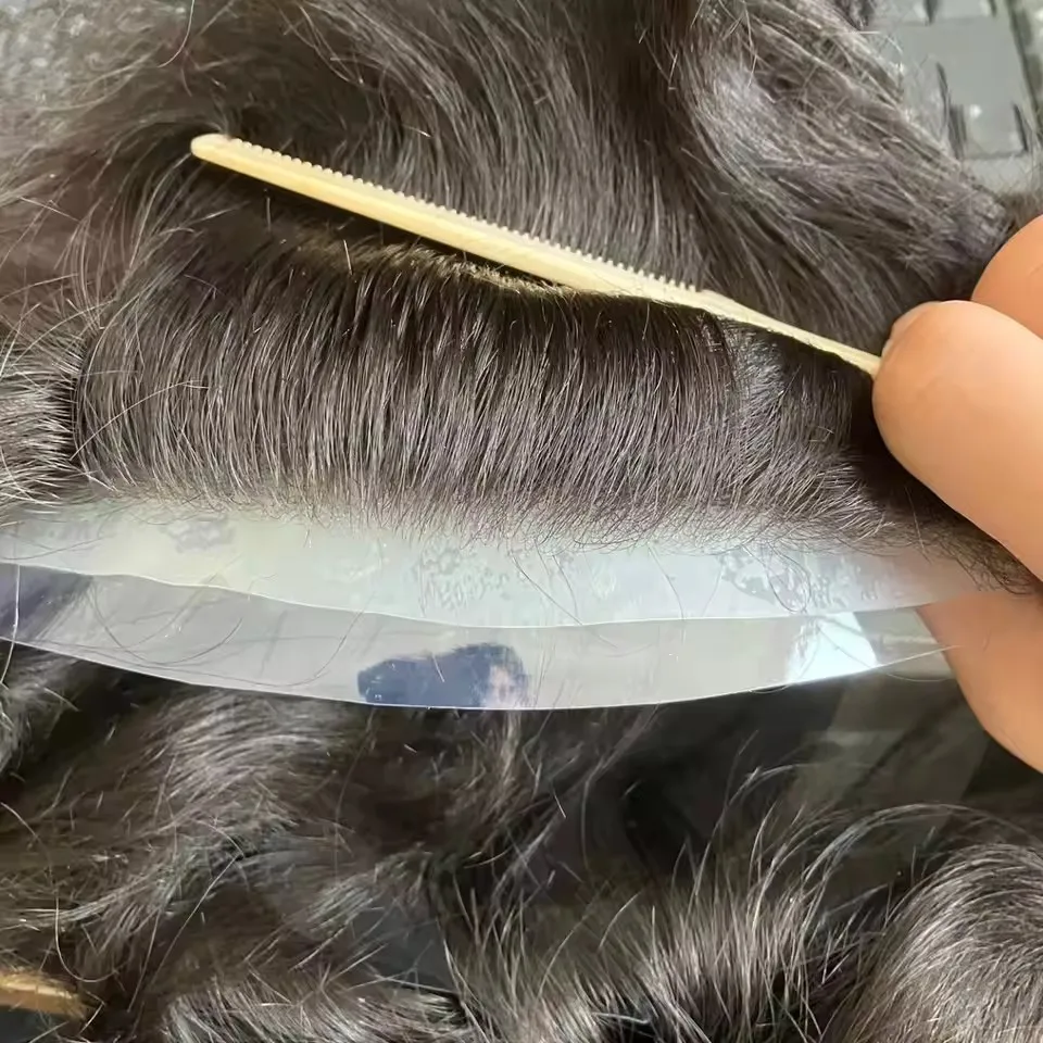 28m 25mm 15mm rizado indetectable duradero fino PU Australia encaje dinero hombres peluquín cabello humano # 1 # 1b Negro Marrón # Sistema de 2 colores