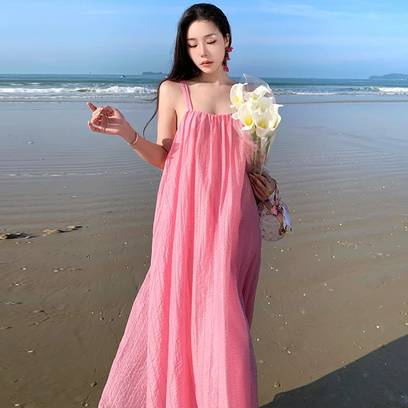 New Daring Fairy Backless Prom Dress Modern Women Pink Summer Birthday Sexy Dress Female Midi Holiday Sweet Simple Style Clothes