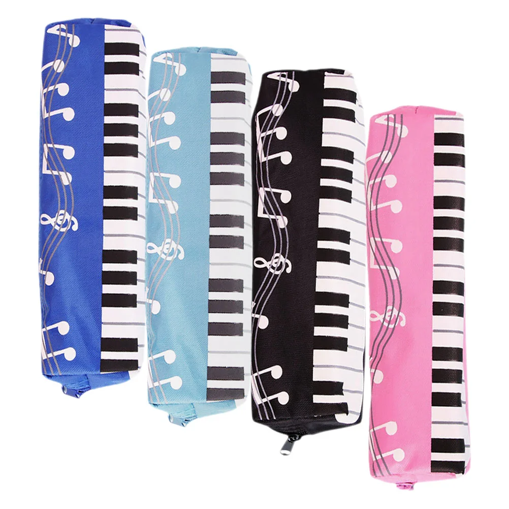 4 Pcs Soft Pupils Miss Pencil Pouch Case for Girls Piano Pattern 2100X600X500CM Oxford Cloth Holder Bag Music Note