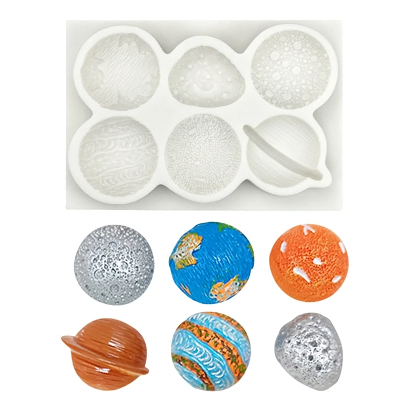 6 Holes Chocolate Moulds Planet Shaped Baking Molds Fondant Moulds Silicone Cake Molds Perfect Gift for DIY Baking Lover