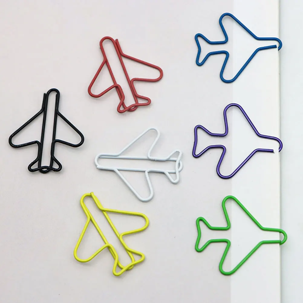 

70pcs Colorful Airplane Paper Clips Plane Shaped Document File Clips Office School Home Stationery Supplies Decorative Bookmarks