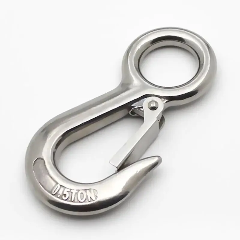 

Load 0.2T,0.3T,0.5T 304 Stainless Steel Eye Lifting Hook American Type Safety Hook Rigging Accessory With Round Eye Working
