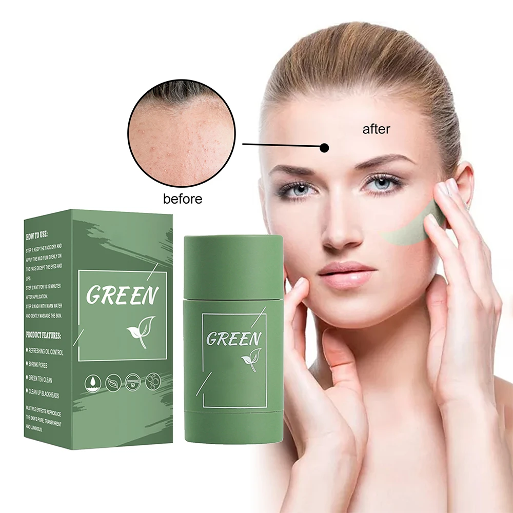 Maschera al tè verde Stick per rimuovere la maschera di fango per punti neri Controllo del petrolio Acne Pulizia dei pori Purificazione Detox Cura della pelle Casa portatile