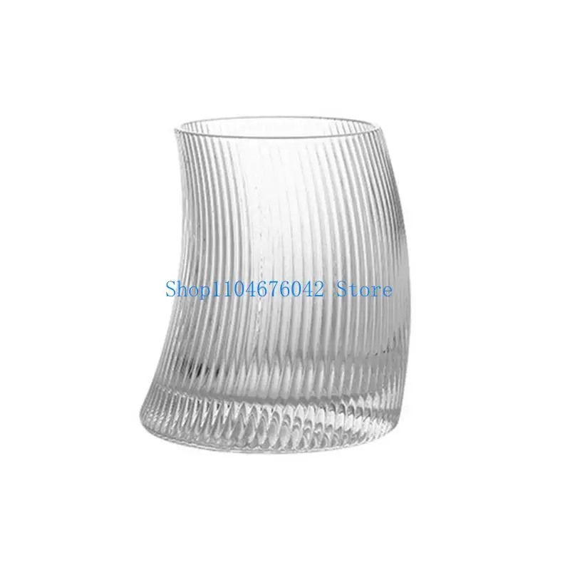 

652F Stylish Curved Design Glassware Transparent Glass Cup Mug for Home and Office