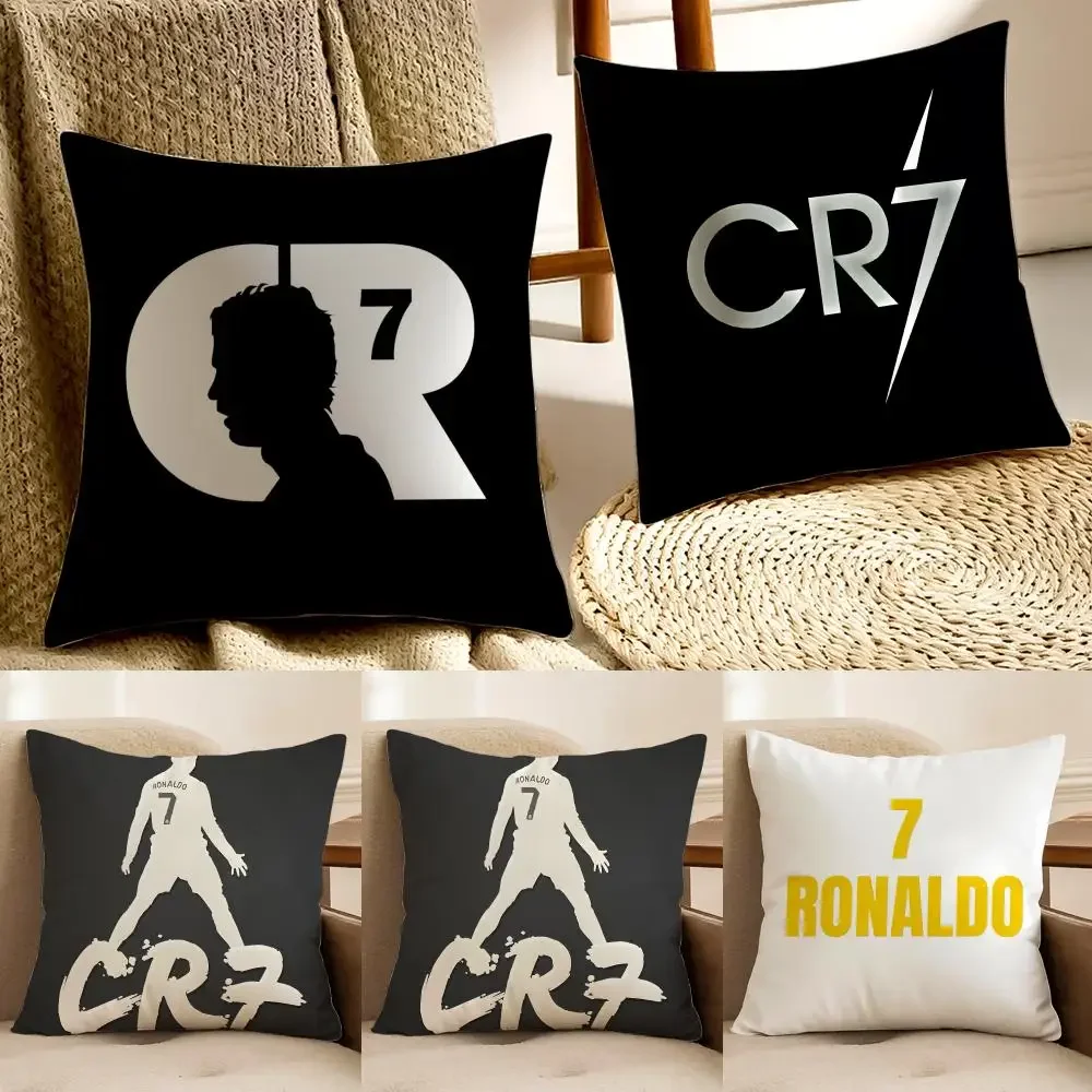 Famous athlete Cristiano Ronaldo Cushion Cover Faux fur decorative Dark academia style Cat scratching post Rustic Spa pillow