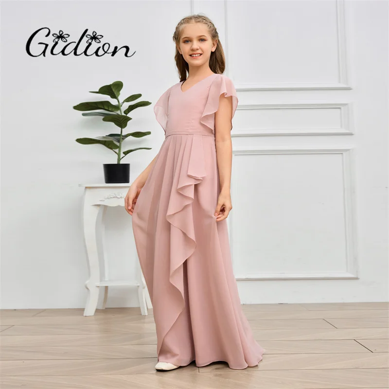 Vestido de dama de honor Junior de línea a para niños, celebración de festividad, boda, cumpleaños, fiesta de noche, banquete, ceremonia, desfile, bola