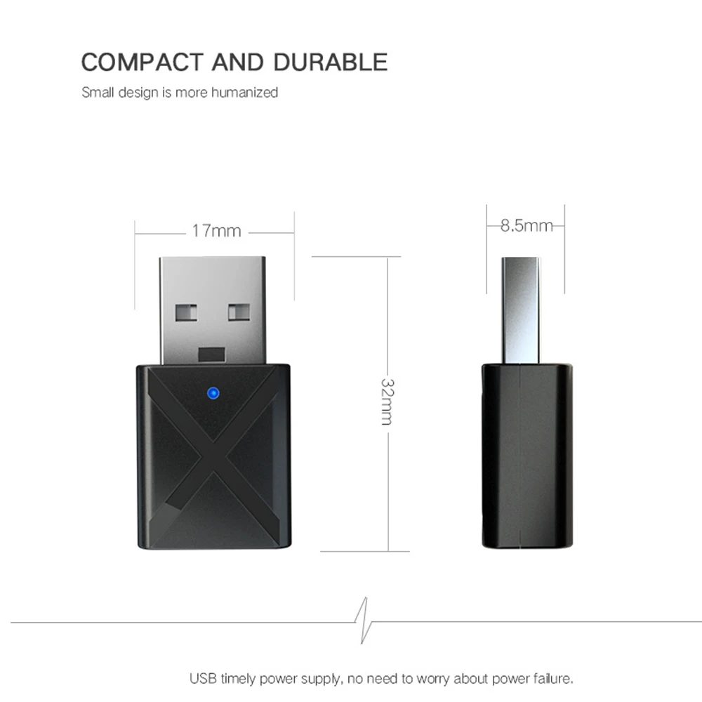 Adaptador de áudio preto para alto-falante, conexão do receptor, qualidade do som, padrão 5.0, baixa latência