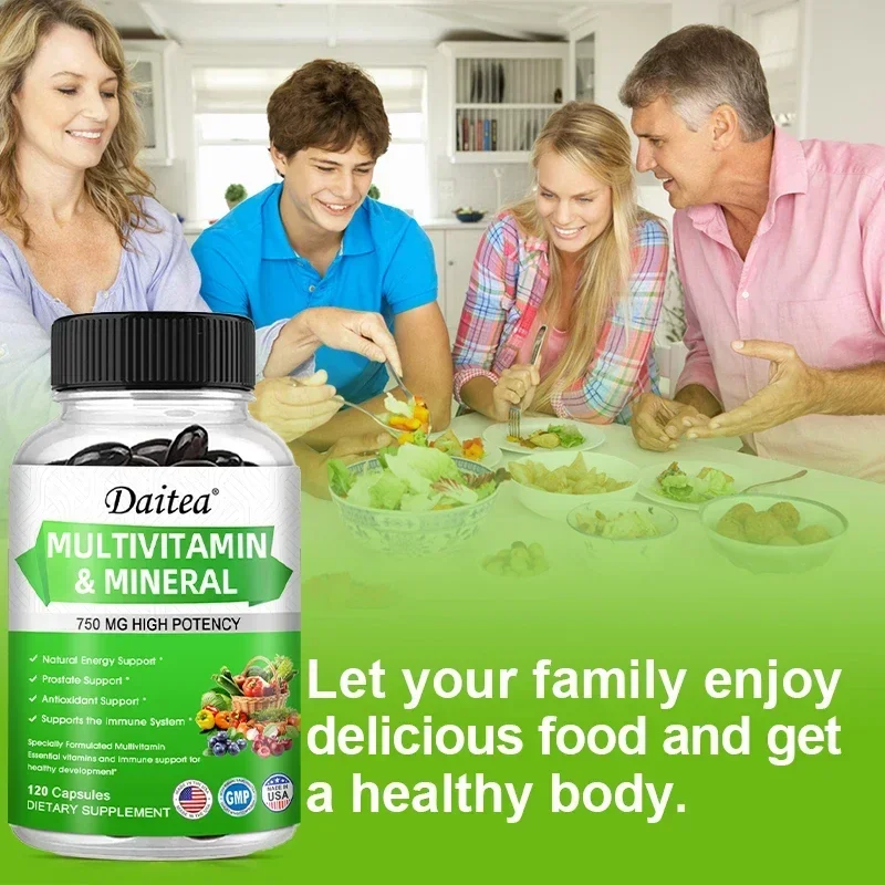 Multivitamin Capsules with Mineral Supplement To Provide Energy, Prostate, Skin and Eye Health Immune Support for Women and Men