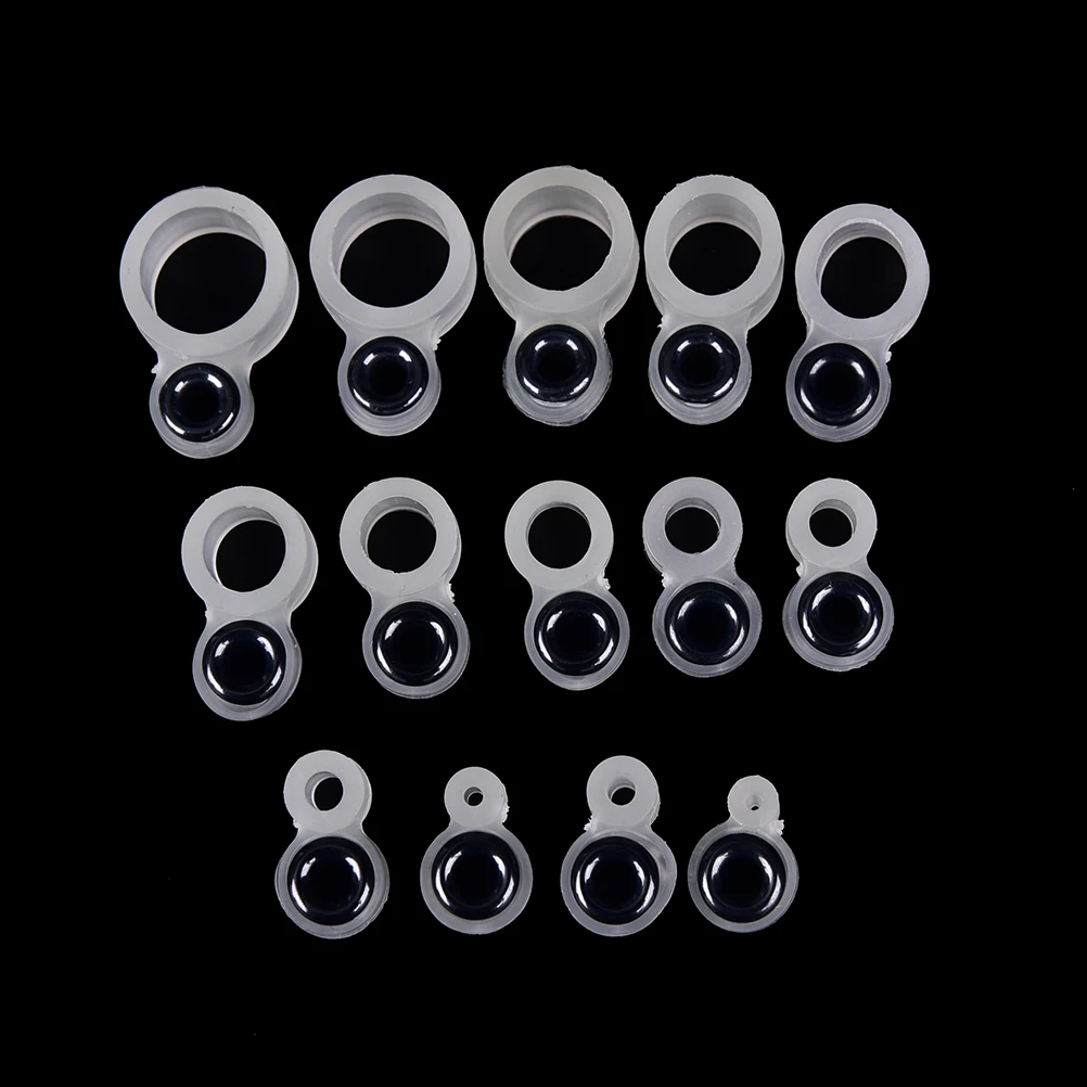 1Set 14Pcs Fishing Rod Wire Ring Fishing Line Guide Ring Silicone Different Size 1-14