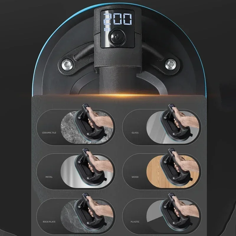 200 كجم تحميل الصناعية الصف الكهربائية كوب شفاط المكنسة الكهربائية الثقيلة بلاط الجرانيت رافع للزجاج بطارية 1800 مللي أمبير مع كابل نوع C