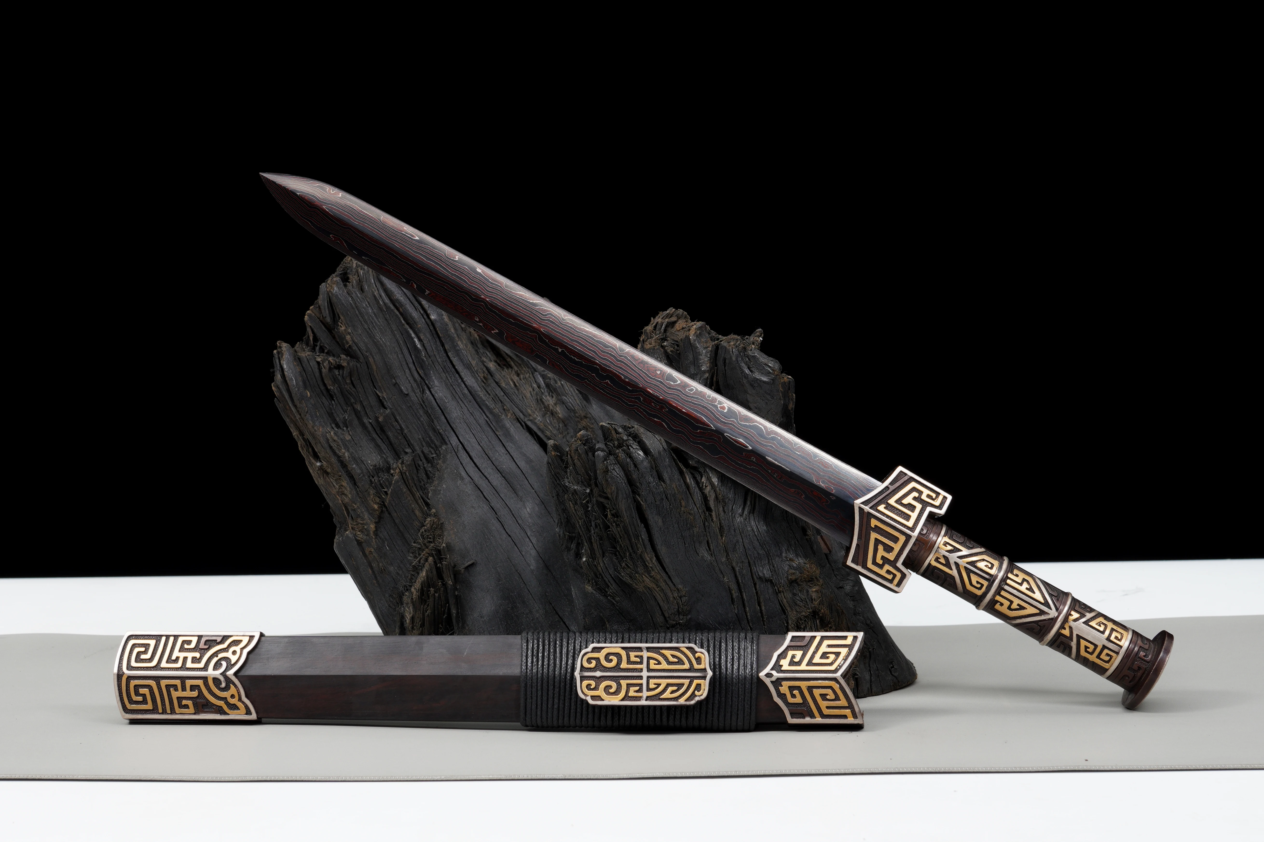 50cm Chinese Qin sword Damar steel folding forged sharp samurai sword katana full tang Battle Preparation Combat weapons short