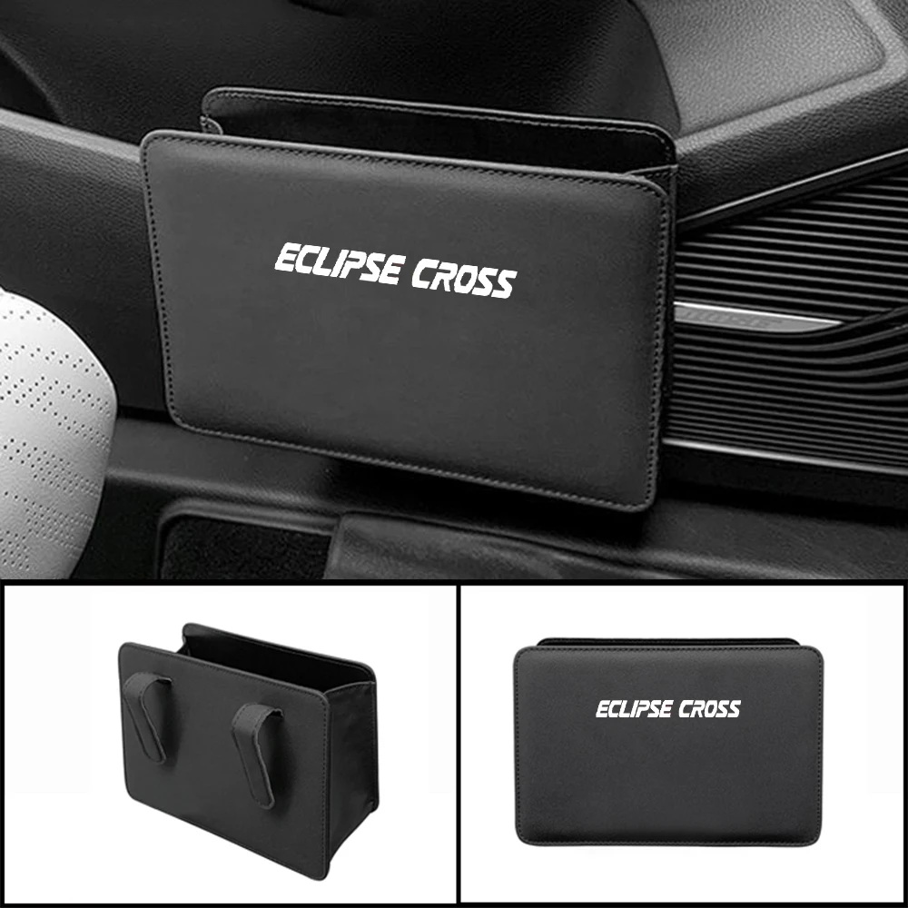 

Auto Trash Box Leather Car Mobile Phone Holder Storage Bag Organizer Hanging Box for Mitsubishi Eclipse Cross Car Interior