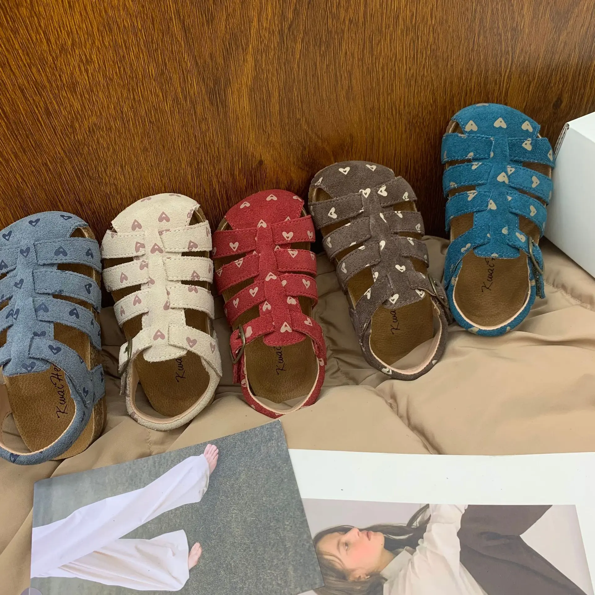 

Kids'Casual Shoes Sandals Love Buckle PU Leather Fashion Summer Flat Shoes For Children Anti-slip White Red Shoes Size 23-35