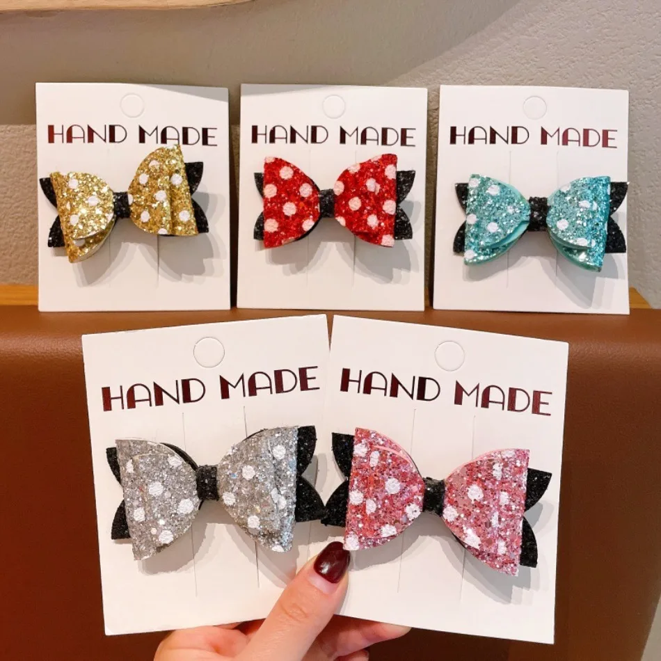 

Children Scallion Powder Glitter Polka Dot Bow Hairpin Hairpin Versatile Girls Hair Accessories Kid Birthday Party Headwear ZX07