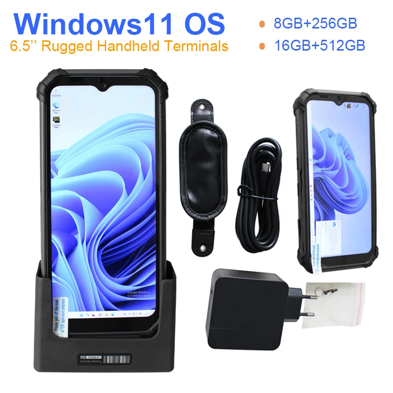 

Rugged Smartphone 6.5 Inch Handheld Rugged Windows 11 PDA Mobile Device with NFC 2D Barcode Scanner 10 Meters Distance