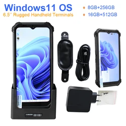 Rugged Smartphone 6.5 Inch Handheld Rugged Windows 11 PDA Mobile Device with NFC 2D Barcode Scanner 10 Meters Distance