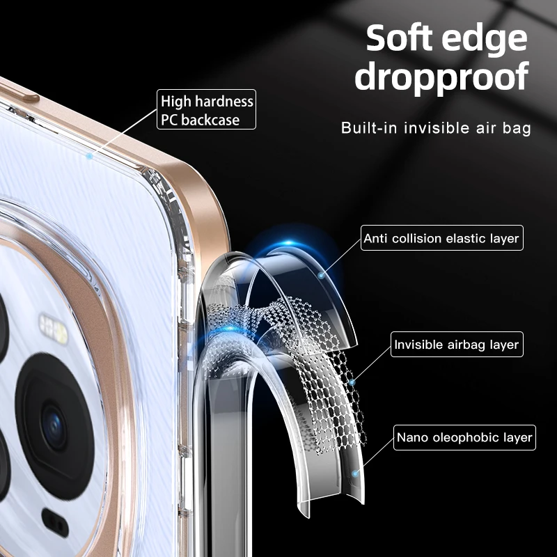Airbags Shockproof Magnetic Wireless Charging Case Shell For Honor Magic 6 Pro Magic6 Pro Rugged Protective Armor Cover