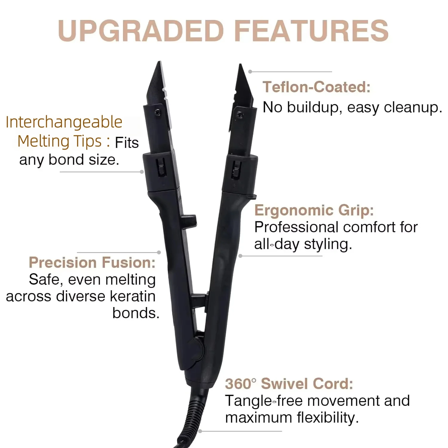 4 IN 1 Tips Convertible Hair Extension Iron Wand Keratin Bonding Fusion Heat Connector Hair Styling Tools Digital Temp Control