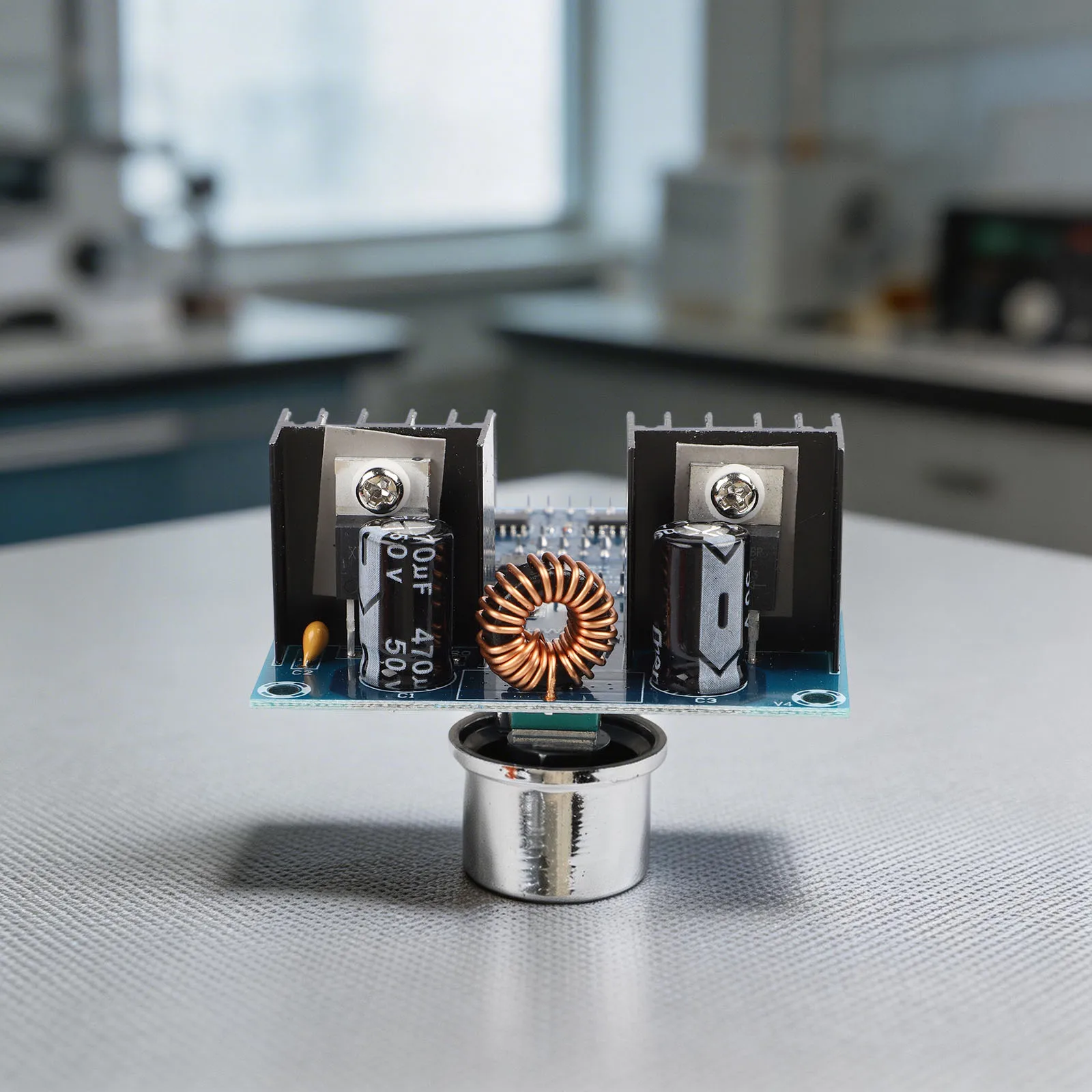 High power digital voltage current regulator module with real time display and thick fiberglass PCB for electronic circuits