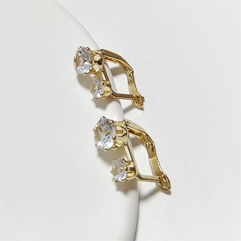 Unique White Crystal Earrings Gold Color Dangle Hoop Earring Anniversary Gift Party Wedding Jewelry Ladies Accessories