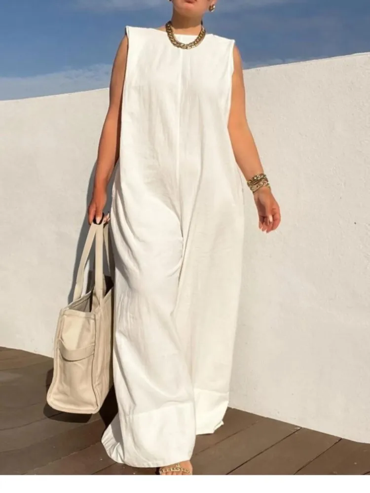 

Spring And Summer Women's Casual Solid Color Wide-leg Jumpsuit New Fashion Elegant Holiday Lady Jumpsuits Womens Clothing