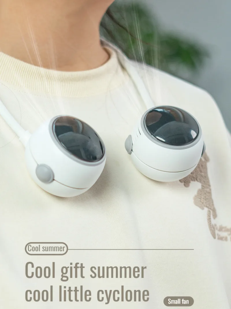 Outdoor Hanging Neck Three Speed Adjustable Turbo Cooling Fan USB Charging Foldable Silent Small Fan