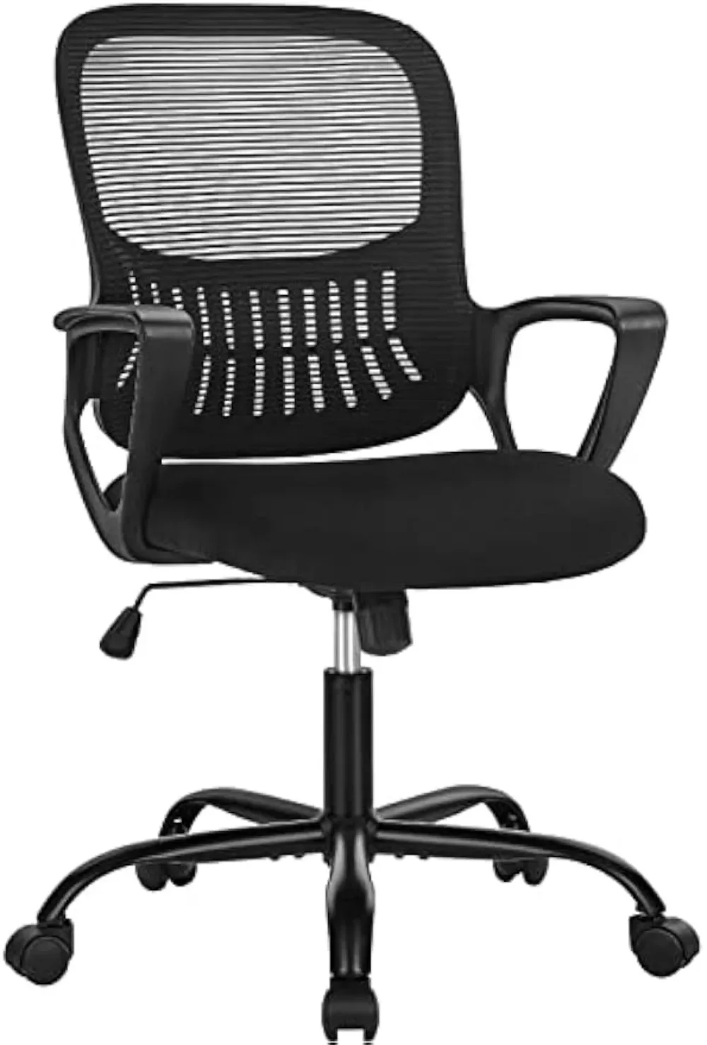 

Mesh Rolling Work Swivel Chairs with Wheels, Comfortable Lumbar Support, Comfy Arms for Home,Bedroom,Study,Student,Black